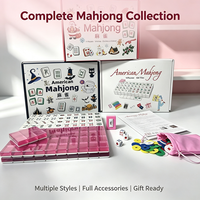 Jeu de Mahjong américain 166 tuiles, tuiles de Mahjong rose pailleté avec étui de rangement en PU, kit complet de Mahjong pour jeu de société