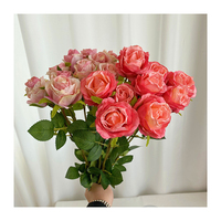 QYY Factory 10 têtes Bulgarie Bords brûlants Rose Roses artificielles Fleurs pour la fête