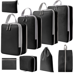 Cubes de compression personnalisés avec logo, ensemble de 9 pièces, organisateurs de voyage gain de place, sacs de bagages en gros pour valises, usine OEM - Product Image 1