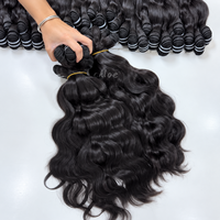 Rambut Kamboja Alami Bergelombang, Bundel Rambut Manusia Mentah, Vendor Rambut Gelombang Alami, Ekstensi Rambut Grosir