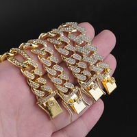 Bracelet Tennis Cœur Sertie de Diamants Plaqué Or, Bijoux de Luxe Hip Hop pour Femme, Bracelets Maillons Cubains en Diamants Baguette CZ Scintillants