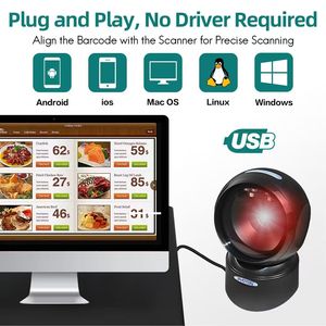 2D QR Máy quét mã vạch đa hướng USB Hands-<span class=keywords><strong>free</strong></span> tự động Đầu đọc mã vạch cho điện thoại di động thanh toán Màn hình máy tính quét - Product Image 5