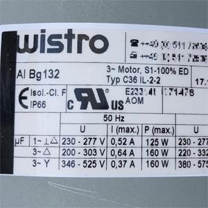 Ventilador Industrial Wistro Al Bg132 Trifásico 160W IP66 Motor Eléctrico Para Uso General - Product Image 1