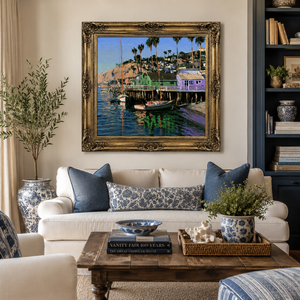 Dipinto a Olio Vintage di Porto e <span class=keywords><strong>Marina</strong></span>, Realizzato a Mano, Cornice Dorata, Arte Murale su Tela con Villaggio Costiero e Barche per Hotel/Villa/Ristorante - Product Image 5