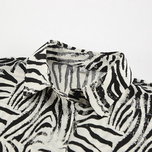Enyami kadınlar Zebra baskı uzun kollu üstleri ve geniş bacak pantolon rahat günlük giyim 2 parça düğme aşağı salon seti - Product Image 6
