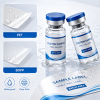Étiquettes personnalisées pour petits flacons de peptides, autocollants imperméables en PET BOPP pour échantillons cosmétiques, service d'impression OEM