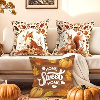 Housse de coussin d'automne à motif animal, renard, écureuil, citrouille, feuille d'automne, fleur, housse de coussin, décoration de canapé, décoration de la maison