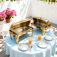 Ensemble de réchauds de luxe à couvercle roulant, chauffe-plats commerciaux en acier inoxydable pour buffet avec supports à combustible, équipement de restauration