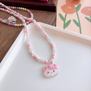 Handmade Resina Olá <span class=keywords><strong>Kitty</strong></span> Rainbow Snow Kids Bead Colar Estilo Bonito DIY Moda Padrão Geométrico Criança Jóias para Presente - Product Image 5