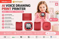 Printer Stiker Foto Mini AI Kualitas Premium untuk Anak-anak dengan Layar Tampilan 203dpi, Pembangkitan Gambar Cerdas, Baterai Terpasang