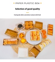 Boîte à sandwich carrée en papier kraft blanc et brun, recyclable, écologique, avec couvercle transparent, pour boulangerie, à emporter, pour gâteaux, beignets, emballage alimentaire