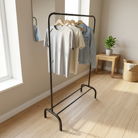 Porte-vêtements métallique 3-en-1 avec crochets et étagère à chaussures, montage facile, support à vêtements portable pour la vente en gros