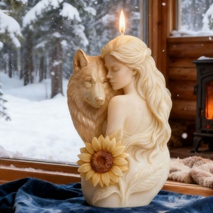 Molde de silicona UNIMOUND para velas aromáticas de niña lobo, hecho a mano, apto para lavavajillas, adornos DIY al por mayor, hecho en China - Product Image 3