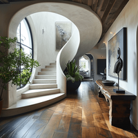 Escalier moderne en métal durable avec rampe en verre pour utilisation en appartement intérieur
