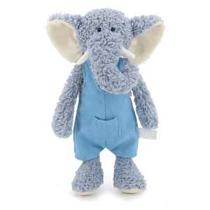 En vrac 13 pouces de long nez rabat oreilles doux blanc ivoire éléphant jouet avec tenue bleue enfants jouer Animal personnalisé coton peluche éléphant - Product Image 1