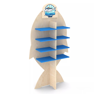 Деревянная напольная витрина для лакомств для животных в форме рыбы, стенд для демонстрации консервов для животных для зоомагазина - Product Image 2