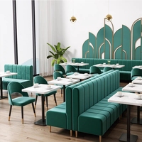 Banc en tissu vert velours moderne pour restaurant, canapé, table et chaise pour café, hôtel, usage commercial