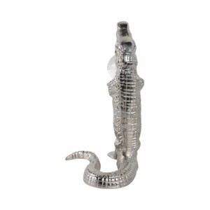 Statuetta di coccodrillo in metallo e vetro, ornamento per la casa, bagno, ufficio, soggiorno, scultura costiera - Product Image 4