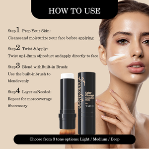 Corrector Facial de Doble Punta para Llevar, Barra de Base de Maquillaje que Cambia de Color, Larga Duración, Radiante, Ligero, Corrector Facial de Emergencia - Product Image 2