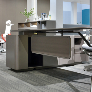 Muebles de Oficina Modernos para CEO, Escritorio de Oficina de Madera MDF, Mesa Ejecutiva en Forma de L para Gerente con Archivador - Product Image 2