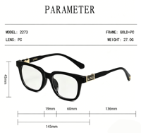 Lunettes de vue carrées classiques avec logo personnalisé, lunettes d'ordinateur, monture optique légère anti-lumière bleue pour le bureau au quotidien