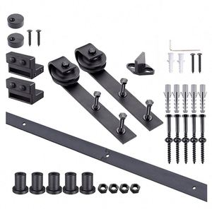 Juego de Herrajes para Puerta Corredera Estilo Granero WEKIS, Acabado Negro Satinado, Instalación con Tornillos, Insonorizado, Duradero, Rieles Deslizantes de Acero y Aleación de Zinc - Product Image 6