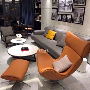 Imola-muebles modernos para el hogar, sillón individual de cuero con respaldo alto y pata de Metal, descuento al por mayor - Product Image 3