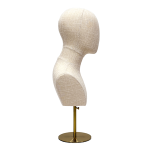 흉상 반신 디스플레이 가발 모자 선글라스 쇼 디스플레이 소품이있는 거품 대나무 린넨 마네킹 헤드 - Product Image 5