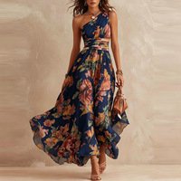 Robe d'été pour femme, nouveau style, avec lacets et ceinture, motif imprimé