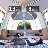 Tente de camping de luxe pour famille, deux chambres, un salon, imperméable, quatre saisons, double couche, camouflage, matériau Oxford 210T