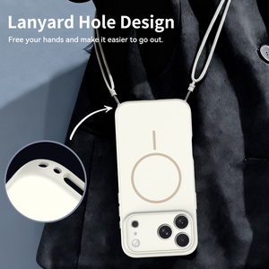 Nuova Cover Magnetica per <span class=keywords><strong>iPhone</strong></span> 17 Pro Max in Tinta Unita con Finitura Effetto Pelle Beige Chiaro e Protezione Lente con Fori di Precisione - Product Image 5