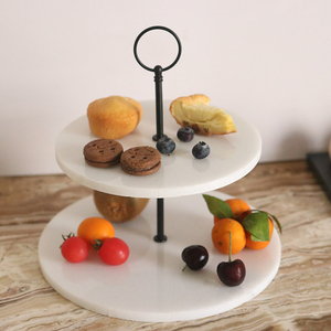 Оптовая продажа с фабрики в Китае, декоративные 2 яруса натуральный белый мрамор подставка для свадебного торта для дома - Product Image 6