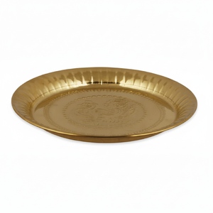 Puja Thali en laiton gravé de qualité supérieure/plaque décorative en métal Pooja pour Temple et maison en gros petite plaque en cuivre faite à la main - Product Image 1