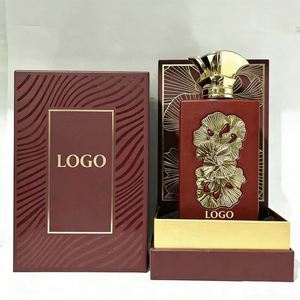 Botella de Perfume de Alta Gama Estilo Árabe con Grabado 3D de Hoja de Ginkgo Plateada y Caja de Regalo Negra a Juego para Hombres y Mujeres - Product Image 1
