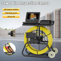 Kamera Inspeksi Pipa & Saluran Pembuangan Jarak Jauh 160m, Dapat Diputar 360°, Video 512Hz, Batang Dorong Fiberglass 7mm, Layar IPS 10-Inci