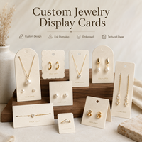 Cartes de présentation de bijoux personnalisées, porte-boucles d'oreilles et colliers, en papier texturé, gaufré à la feuille, découpé, perforé, avec dorure à chaud