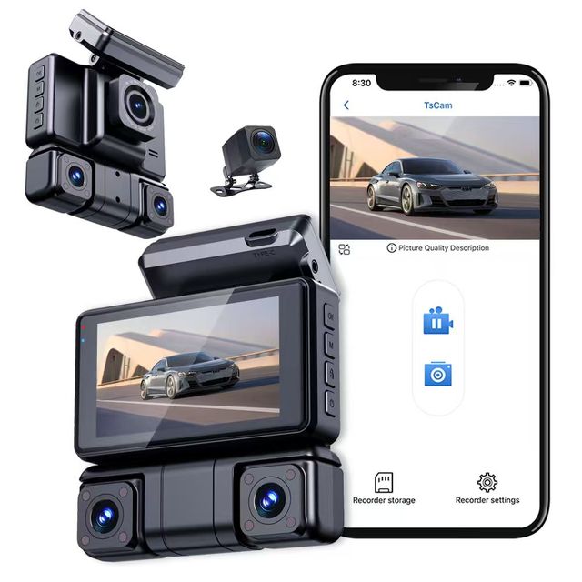 AOEDI Dashcam 4 Cameras Dash Cam 360 Degree All-around Car Black Box with WiFi Night Vision Car Dash Camera