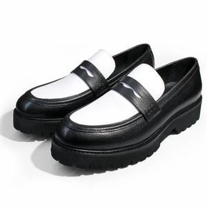 Chaussures habillées en cuir de vachette souple à tige haute, chaussures Oxford décontractées contrastées noir et blanc pour hommes, taille 39-46, vente en gros du fabricant - Product Image 1