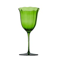 Verre à pied ondulé à motif floral vert, gobelet rétro, verre à vin, verre à martini, vaisselle décorative pour mariage et banquet