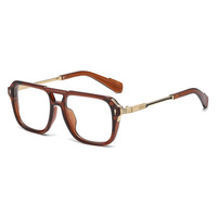 Monture de lunettes de vue carrée unisexe tendance, monture de lunettes en métal compatible avec les verres en polycarbonate pour hommes et femmes