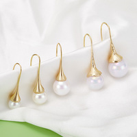Pendientes de Perlas de Imitación de Agua Dulce en Tono Dorado con Gancho y Cierre de Palanca de 14mm 12mm 24-39mm, Joyería al por Mayor