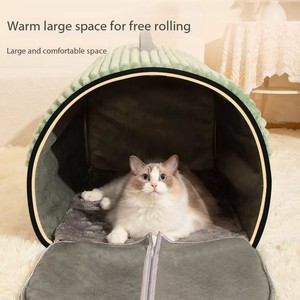 Nido desmontable de felpa para mascotas de alta calidad, cama suave y cálida en forma de casa para gatos, cueva para invierno, uso de una gran guarida para gatos, perros, sensación de seguridad - Product Image 5