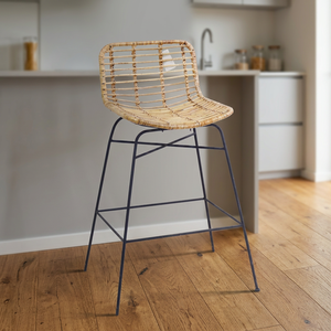 Chaise haute tissée avec dossier - Chaise de comptoir de cuisine ergonomique et confortable - Ventes chaudes - Product Image 2