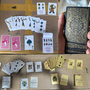 2025 nuevo Golden Rose Poker Casino diseño personalizado plástico Oro Negro hoja naipes barajar Baloot doble Euro dólar <span class=keywords><strong>dinero</strong></span> - Product Image 5