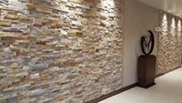 Panneau de revêtement mural en quartzite jaune et blanc de haute qualité, empilé, pour décoration extérieure rustique personnalisée de villas, parcs, naturel