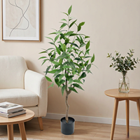 Arbre d'eucalyptus artificiel en plastique de 1,2 m (6 pieds) de long, feuilles écologiques, plante verte pour intérieur, maison, mariage, café, restaurant - Vente en gros