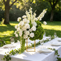 B117 Bouquet de fleurs artificielles Anthurium vert et blanc, style naturel sauvage, fait main, centre de table classique, décoration pour le Poisson d'avril