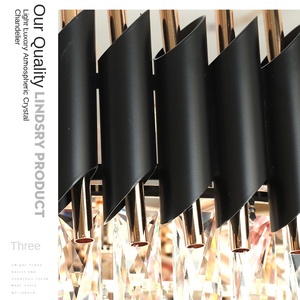 JACKSUN <span class=keywords><strong>Lampadario</strong></span> <span class=keywords><strong>Moderno</strong></span> Grande in Cristallo K9 Lampade a Sospensione Rotonde Rustiche Nere Plafoniera Sospesa per Hotel Soggiorno - Product Image 4