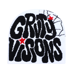 <span class=keywords><strong>Bonnet</strong></span> Personnalisé en Jacquard Tissé Imprimé avec Motif Graphique, Style Streetwear Tête de Mort, Y2K Réversible - Product Image 6