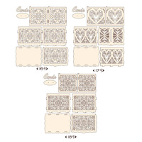 Boîte de rangement pour cartes de fête en bois ajouré sculpté avec couvercle et panneaux à motifs en spirale, style moderne et minimaliste, pour présentation en vente au détail